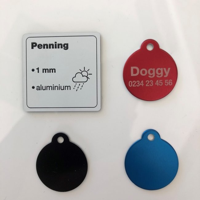 Dierenpenning in metaal ALUMINIUM / medaille voor hond of kat